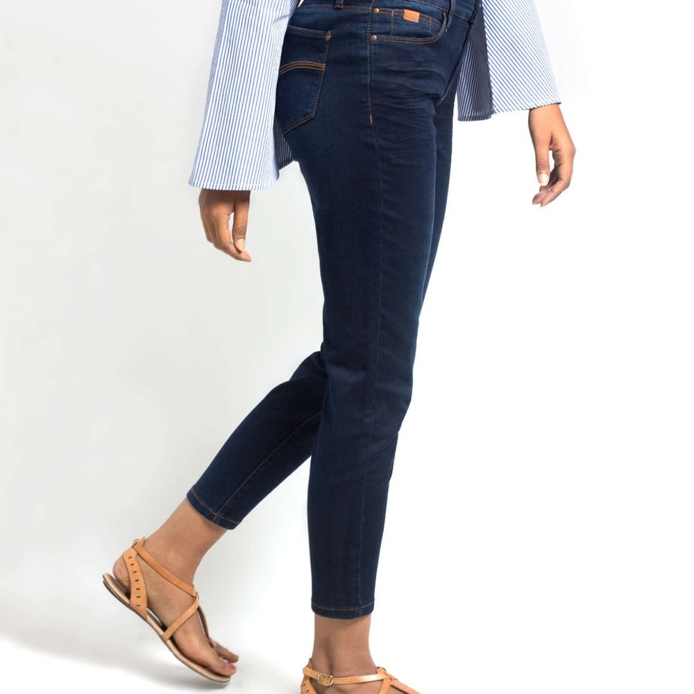 OLGYN Stretch Dark Blue Denim Ankle Pant Slim Fit - Picture 3 of 5